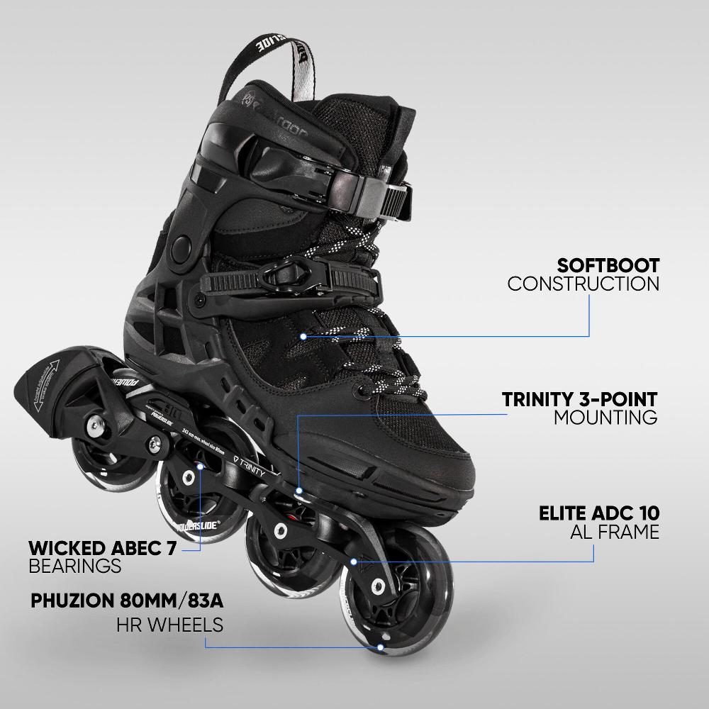 Playlife Phuzion Argon Black 80 Powerslide - Fitness Inline Skates