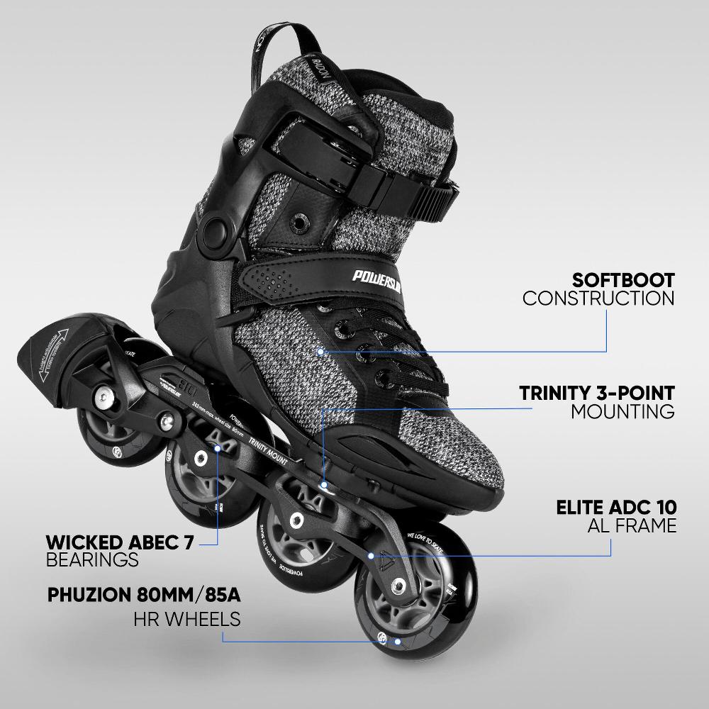 Playlife Phuzion Radon Black White 80 Powerslide - Fitness Inline Skates