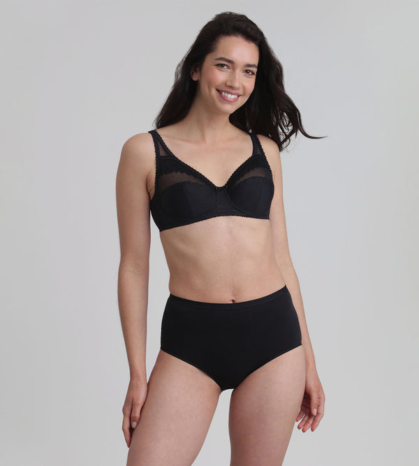 Playtex Full Cup Bra In Black Classic Micro Support