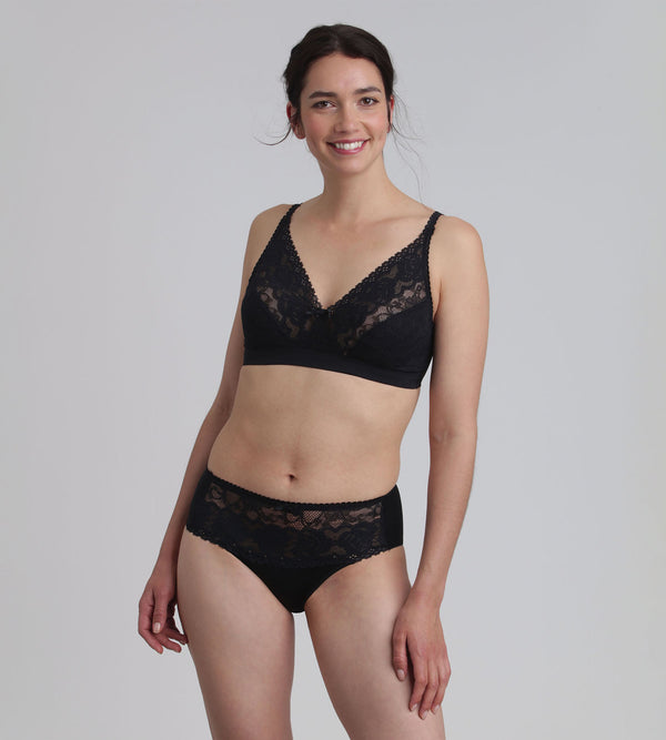 Playtex Midi Knickers In Black Flower Elegance Recycled