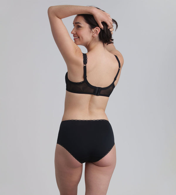 Playtex Midi Knickers In Black Recycled Classic Lace Support