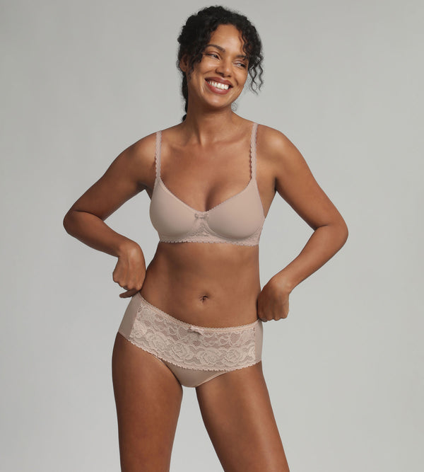 Playtex Non-wired Bra In Beige Flower Elegance Recycled