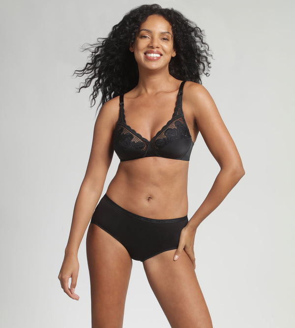 Playtex Non-wired Bra In Black Cross Your Heart Modern Tricot