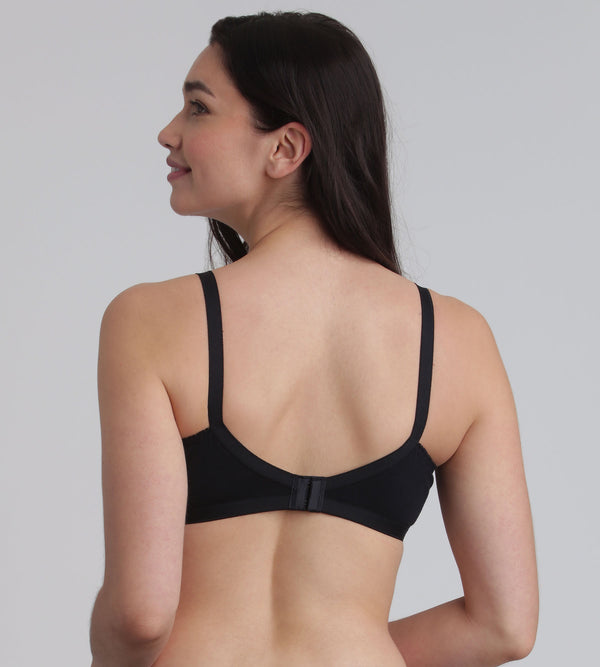 Playtex Non-wired Bra In Black Essential Support Cotton