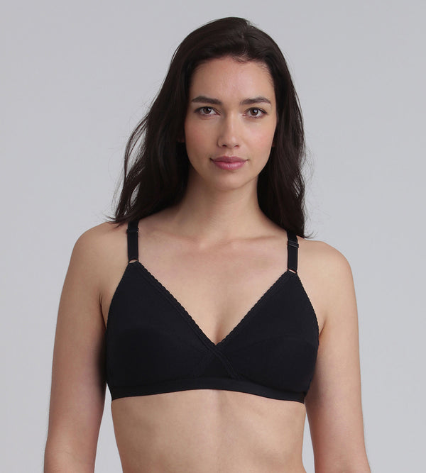 playtex Non-wired bra in black Essential Support Cotton