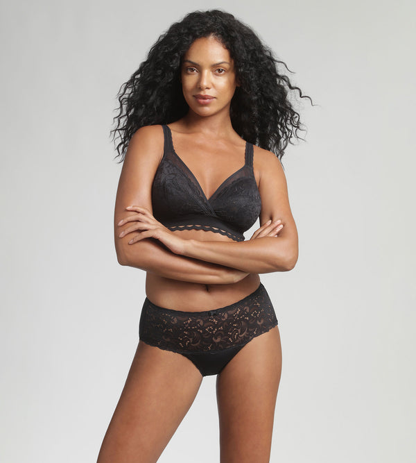 Playtex Non-wired Bra In Black Recycled Classic Lace Support