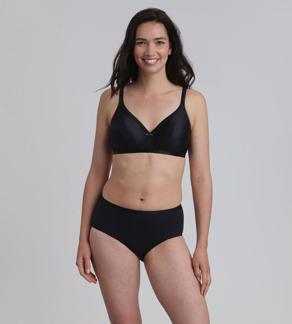 Playtex Non-wired Bra In Black Satiny Micro-Support