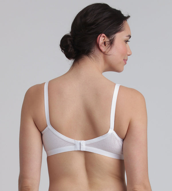 Playtex Non-wired Bra In White Essential Support Cotton