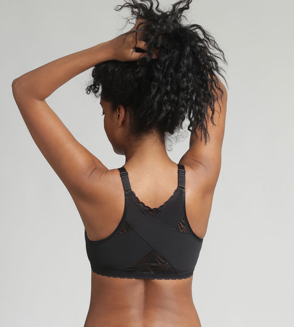 Playtex Non-wired Front Closure Bra In Black Ideal Posture