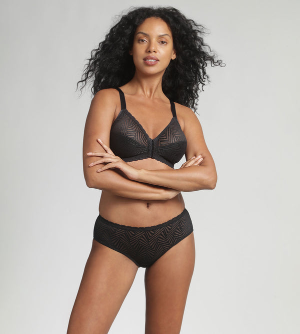 Playtex Non-wired Front Closure Bra In Black Ideal Posture