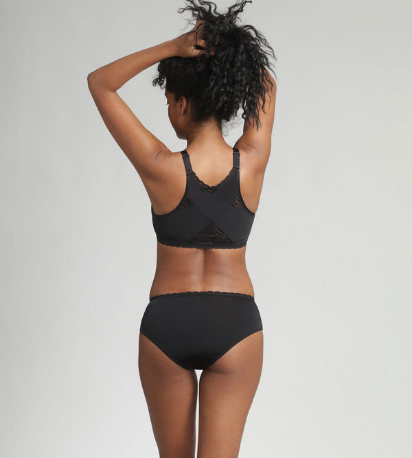 Playtex Non-wired Front Closure Bra In Black Ideal Posture