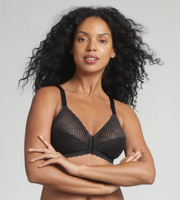 playtex Non-wired front closure bra in black Ideal Posture