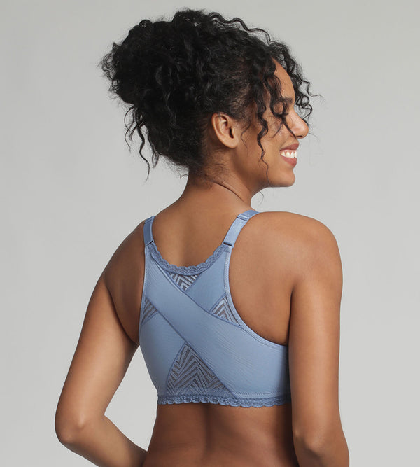 Playtex Non-wired Front Closure Bra In Ocean Blue Ideal Posture