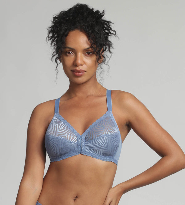 playtex Non-wired front closure bra in ocean blue Ideal Posture