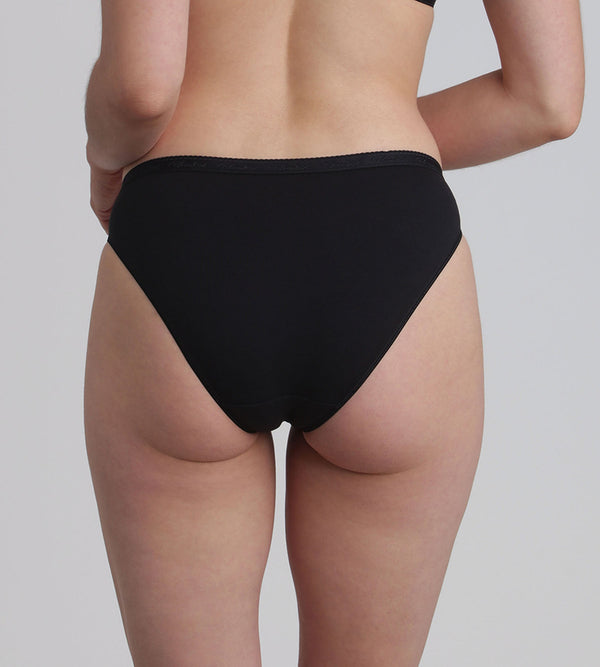 Playtex Pack Of 2 High Leg Knickers In Black Organic Cotton
