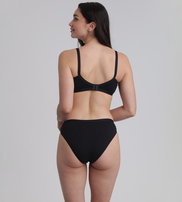 Playtex Pack Of 2 High Leg Knickers In Black Organic Cotton