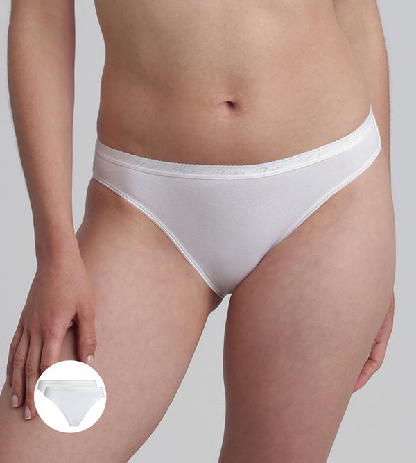 playtex Pack of 2 high leg knickers in white Organic Cotton