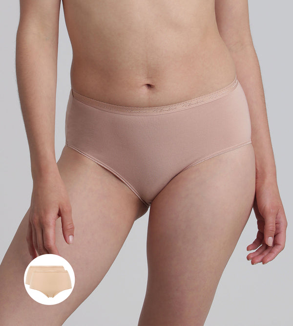 playtex Pack of 2 midi knickers in beige Organic Cotton