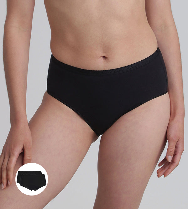 playtex Pack of 2 midi knickers in black Organic Cotton