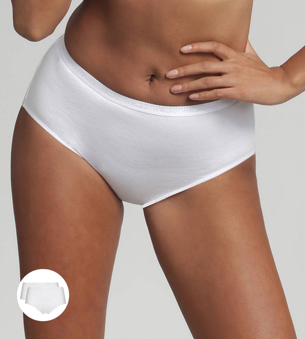 playtex Pack of 2 midi knickers in white Organic Cotton