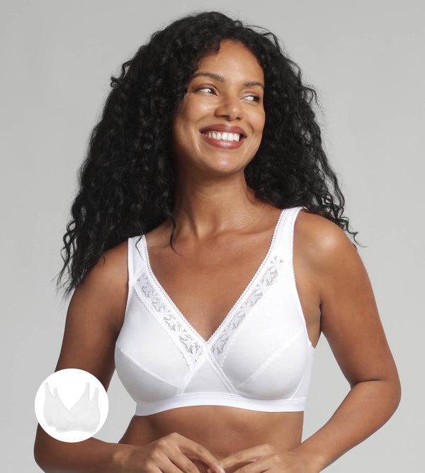 playtex Pack of 2 non-wired bras in white Classic Cotton Support
