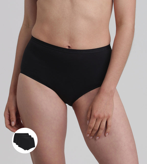 playtex Pack of 3 full knickers in black Organic Cotton