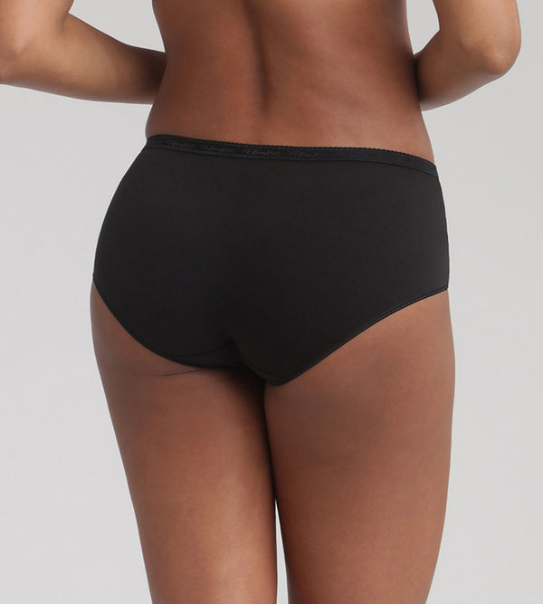 Playtex Pack Of 3 Midi Knickers In Black Organic Cotton