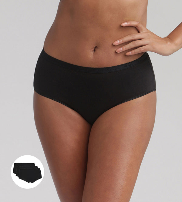 playtex Pack of 3 midi knickers in black Organic Cotton