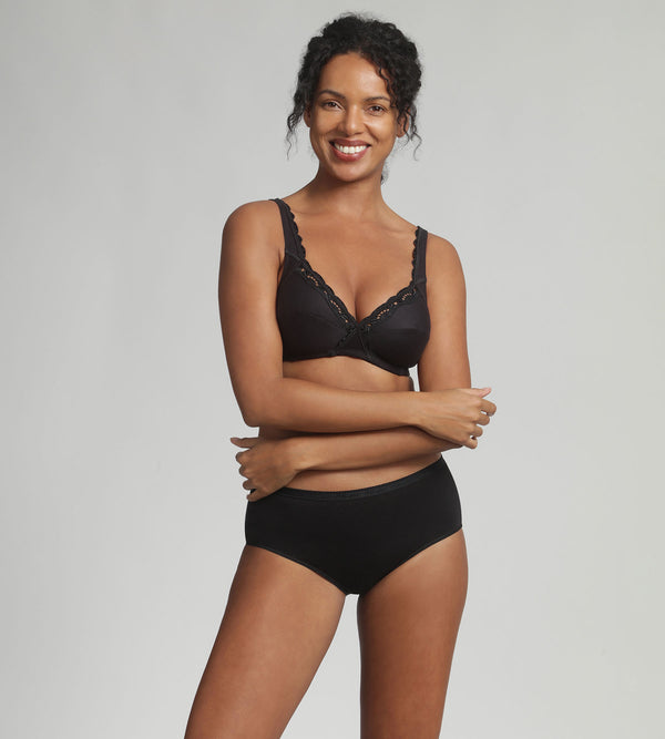 Playtex Non-wired Bra In Black Cotton Support