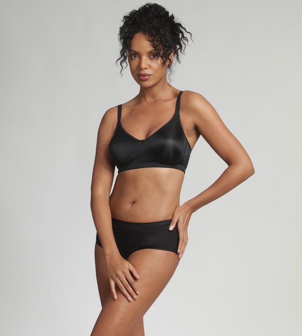 Playtex Non-wired Bra In Black Essential Support