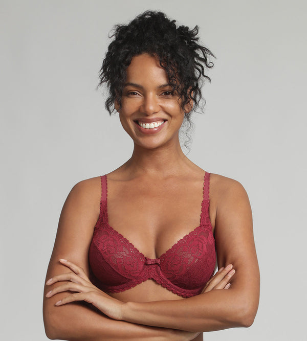 playtex Underwired bra in black cherry Flower Elegance Recycled