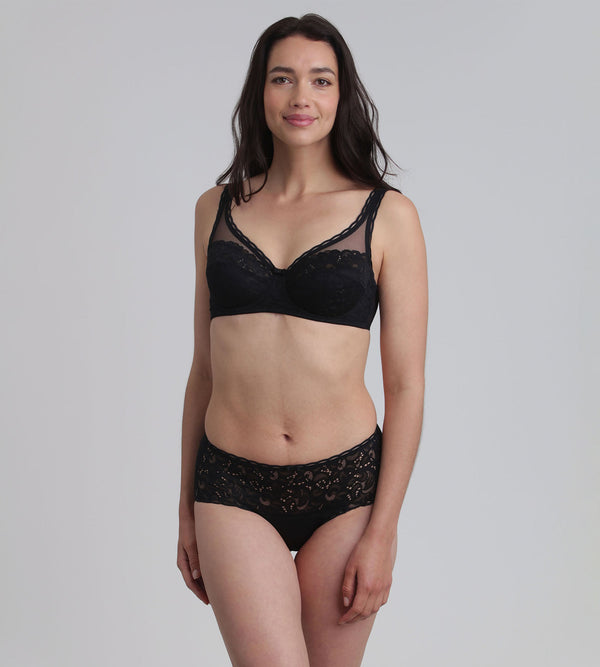 Playtex Underwired Bra In Black Recycled Classic Lace Support