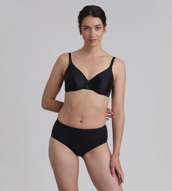 Playtex Underwired Bra In Black Satiny Micro-Support
