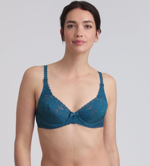 playtex Underwired bra in Green velvet Flower Elegance Recycled