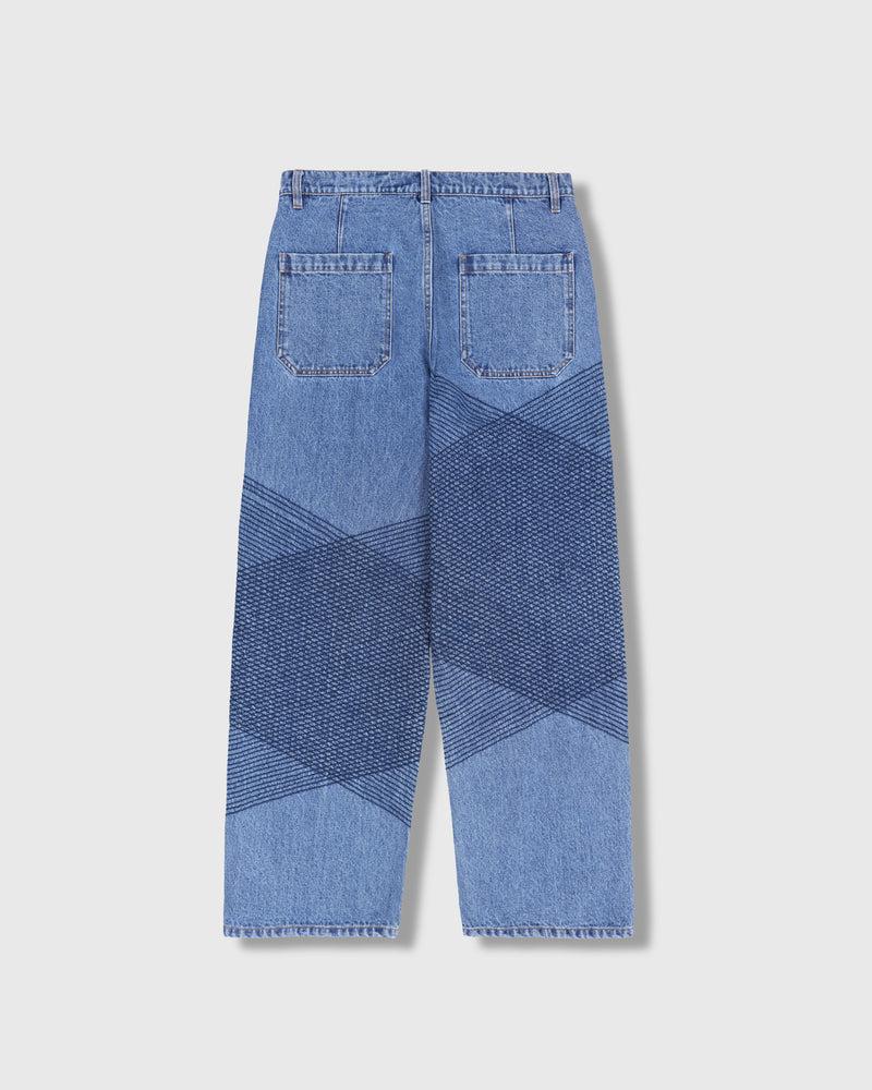 Pleasures GRID EMBROIDERED BAGGY JEANS