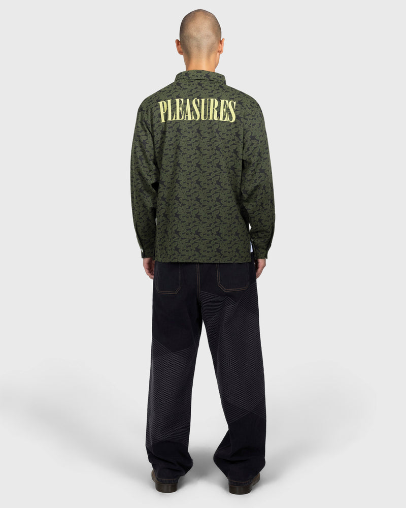 Pleasures GRID EMBROIDERED BAGGY JEANS