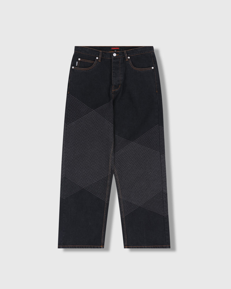 pleasures GRID EMBROIDERED BAGGY JEANS