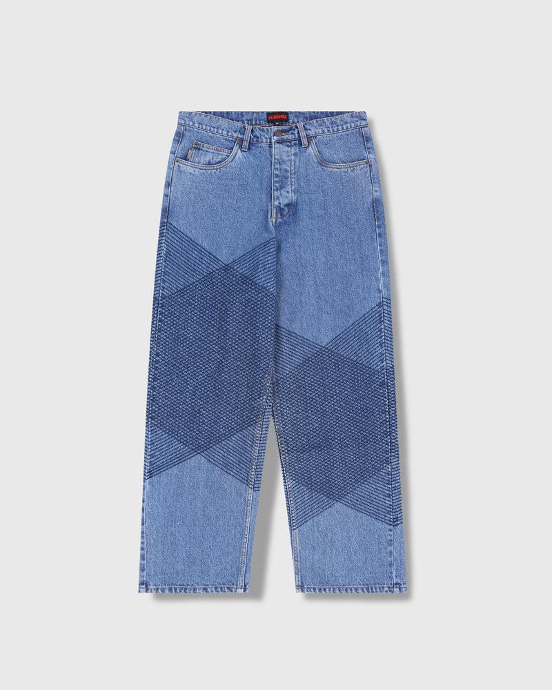 pleasures GRID EMBROIDERED BAGGY JEANS