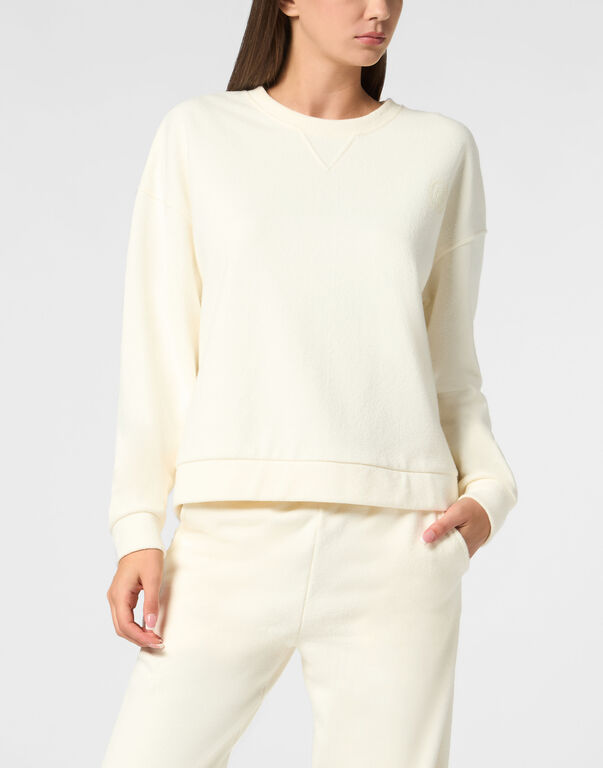 Plein Sport Boxy Fit Sweatshirt Round Neck LS White
