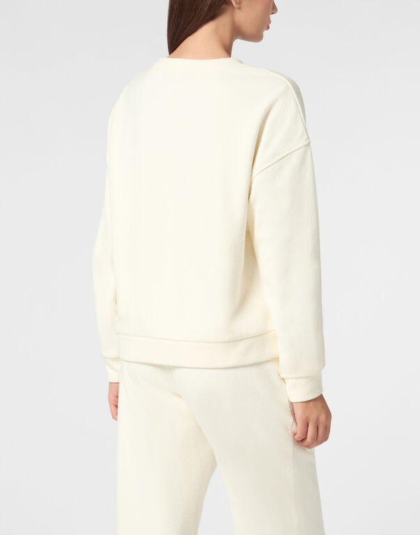 Plein Sport Boxy Fit Sweatshirt Round Neck LS White