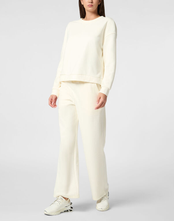 Plein Sport Boxy Fit Sweatshirt Round Neck LS White