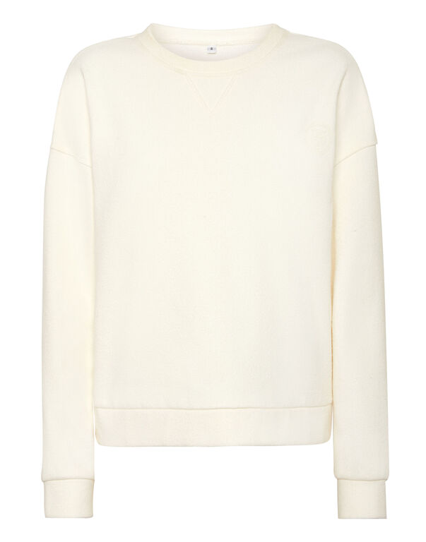 plein sport Boxy Fit Sweatshirt Round Neck LS white