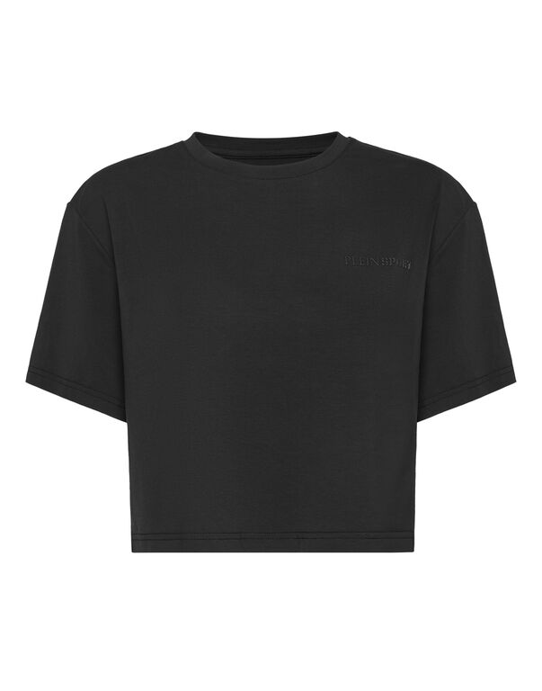 plein sport Cotton Cropped T-shirt Round Neck SS Scratch black