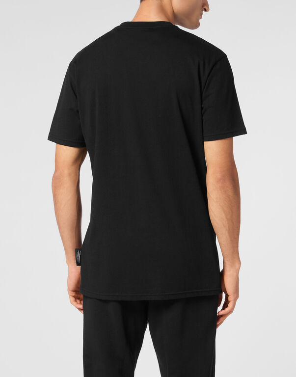 Plein Sport Cotton Dotted Lamina T-shirt Round Neck SS Tiger Black/silver