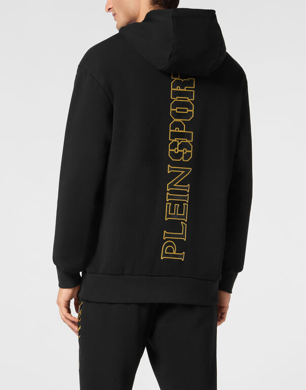 Plein Sport Cotton Hoodie Sweatshirt LS Lamina Scratch Black/light Gold