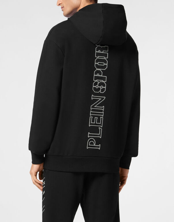 Plein Sport Cotton Hoodie Sweatshirt LS Lamina Scratch Black/silver