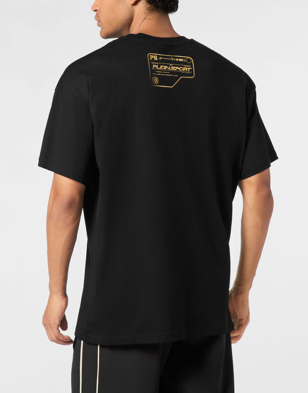 Plein Sport Cotton Round Neck T-Shirt Black/light Gold