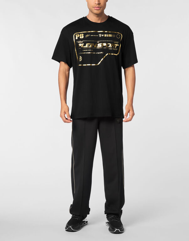 Plein Sport Cotton Round Neck T-Shirt Black/light Gold