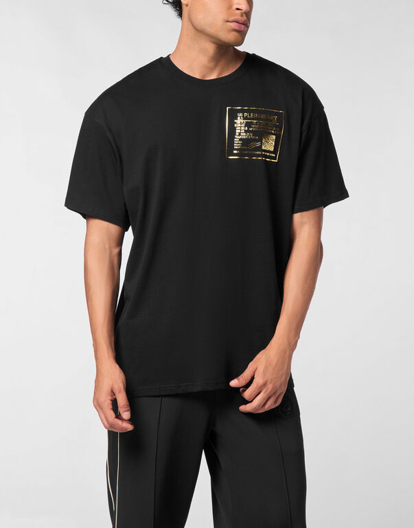 Plein Sport Cotton Round Neck T-Shirt Black/light Gold