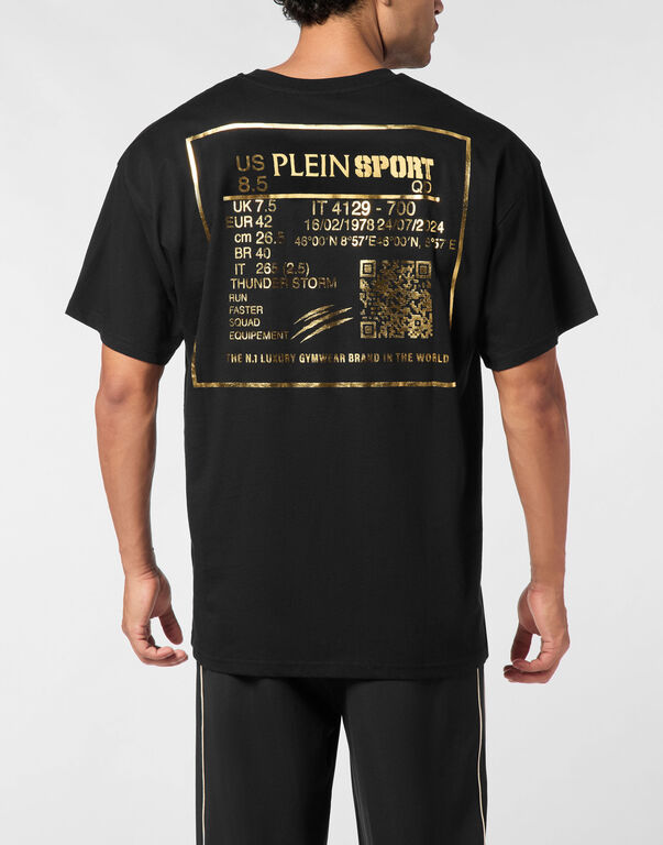 Plein Sport Cotton Round Neck T-Shirt Black/light Gold